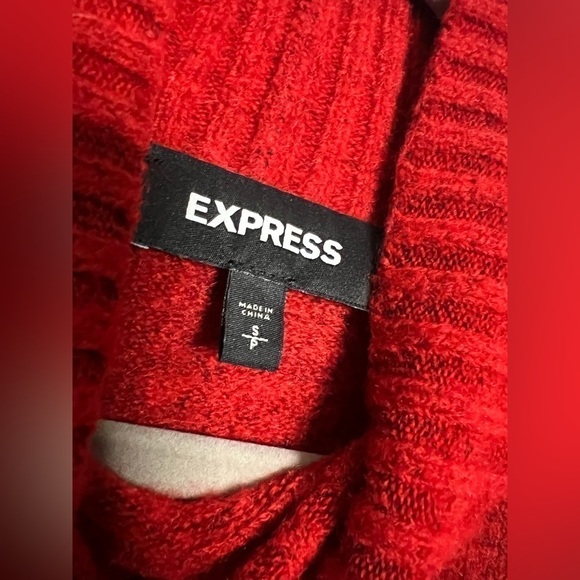 Express Red Mock Turtleneck Knit Sweater Small - Picture 3 of 7